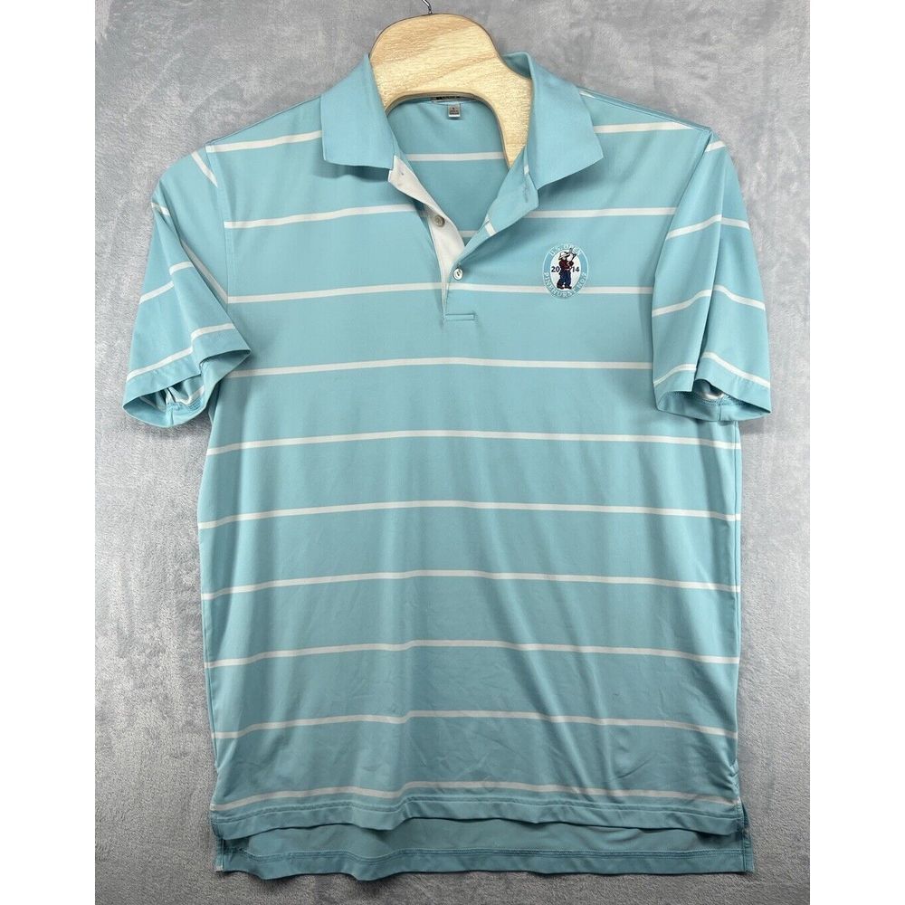 Peter Millar 2014 US Open Pinehurst No. 2 Polo Shirt Blue White Striped Men's‎ L